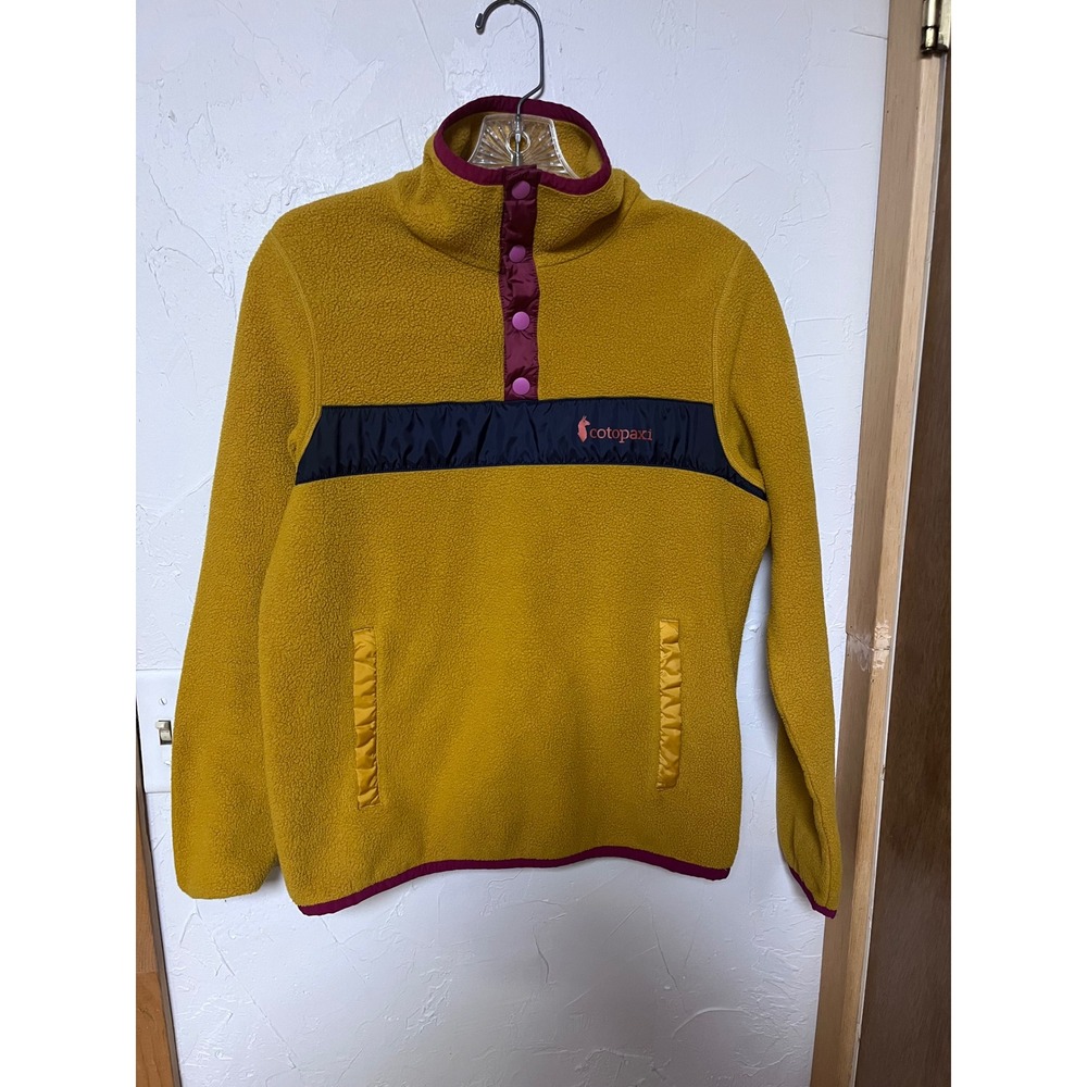 Cotopaxi Teca Fleece Pullover Mustard Yellow Snap Neck Women Small S Colorblock